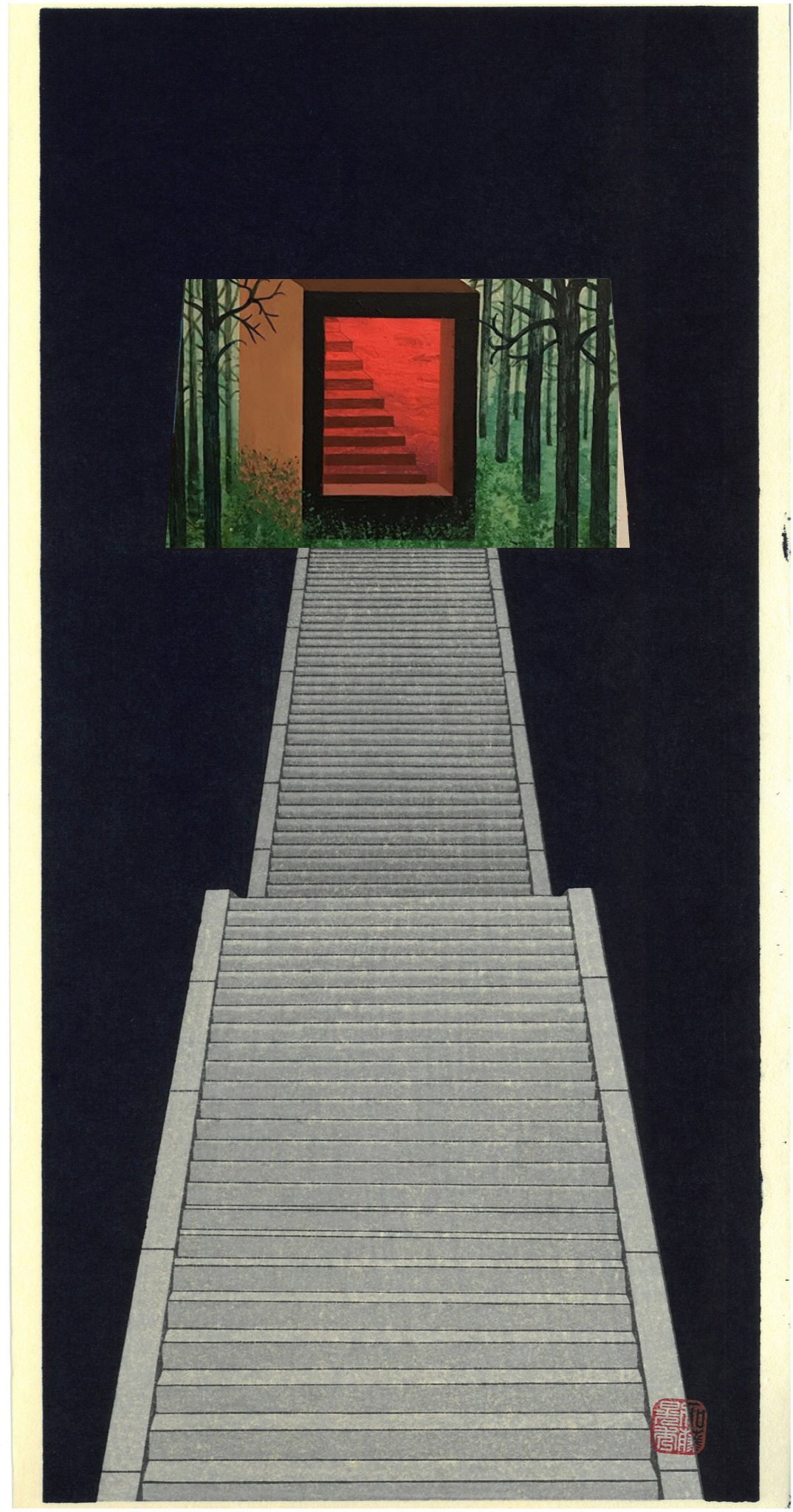 an image of stairs leading to a portal